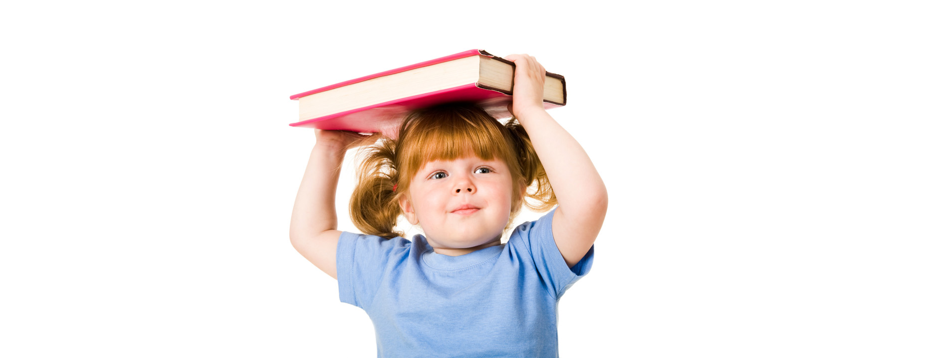Kid holding a book over its head